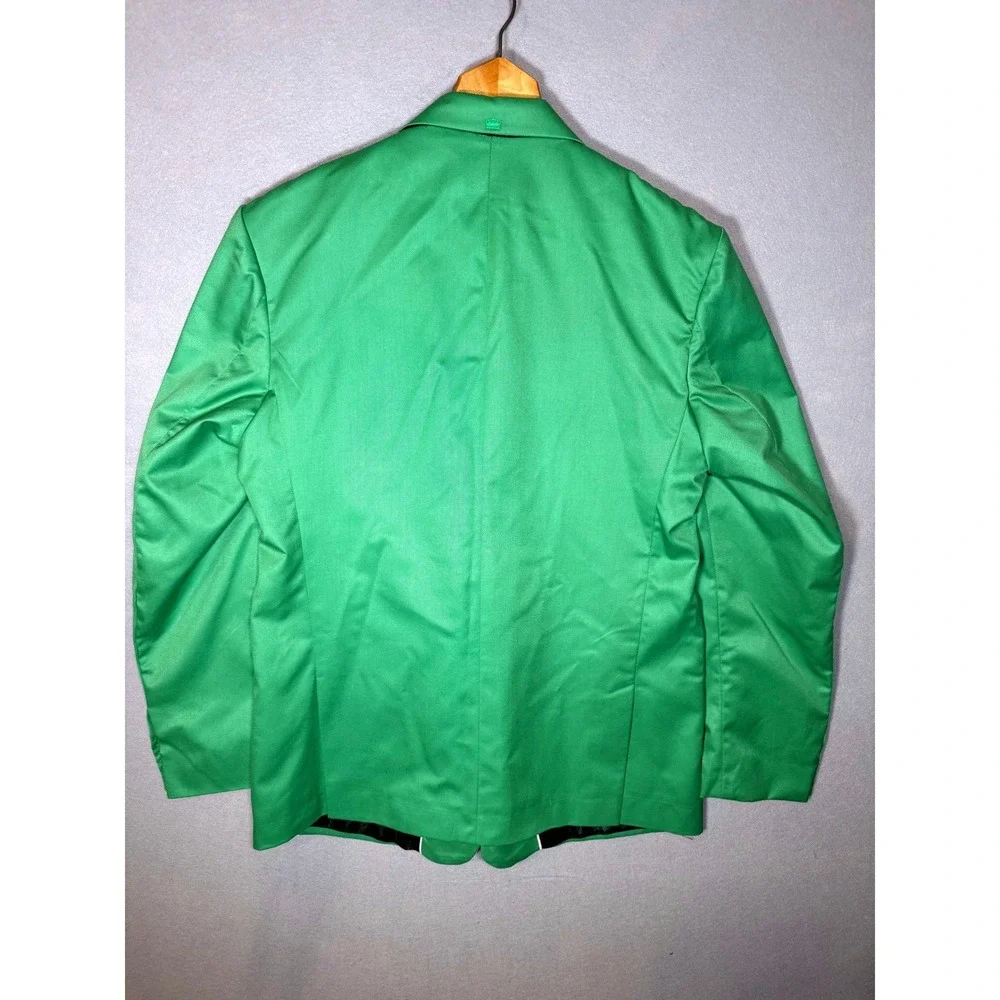French Crown Mens Green Two Button Blazer Jacket Paisley Lining Size 44 Stylish